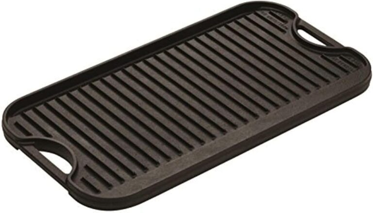 Lodge Pro-Grid Reversible Grill/Griddle - 20 Inches x 10.5 Inches - Dual-Sided Cast Iron Griddle - Double Burner Grill - Even Heat Distribution - PFAS-Free Non-Toxic Cookware