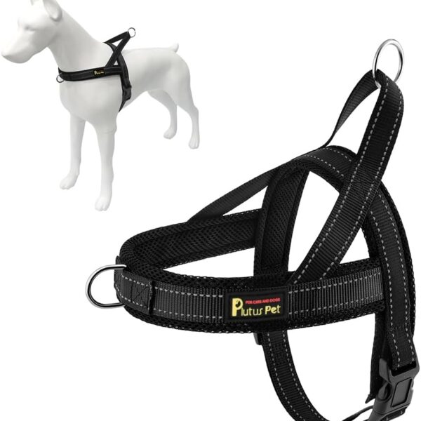 Plutus Pet No Pull Dog Harness with Breathable Mesh Padded, Adjustable Reflective Escape Proof Dog Harness, Quick Fit Dog Vest Harness for Small Medium Large Dogs(L, Black)
