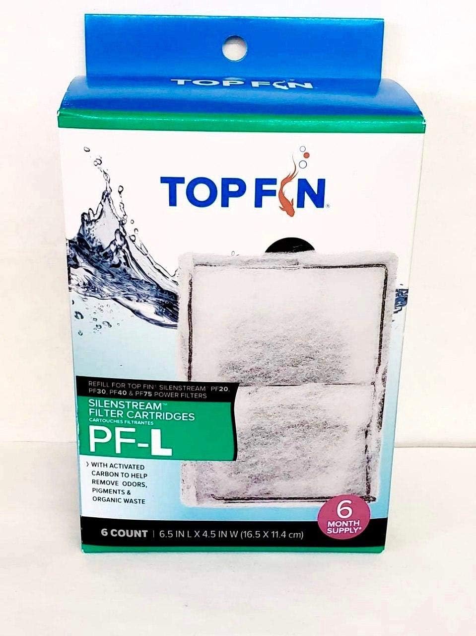 Top Fin Silenstream Large PF-L Filter Cartridges Refill for PF30, PF40 and PF75 Power Filters 6.5in x 4.5in - (6 Count) Top Fin Silenstream Large PF-L Filter Cartridges Refill for PF30, PF40 and PF75 Power Filters 6.5in x 4.5in - (6 Count)