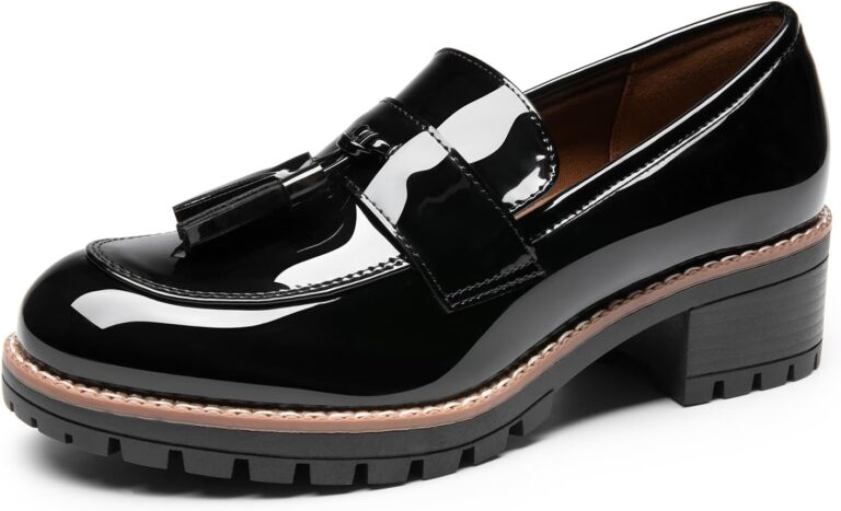 DREAM PAIRS Womens Loafers, Slip On Platform Chunky Penny Heeled Lug Sole Loafers for Women Dressy and Work, Business Casual Shoes for Women