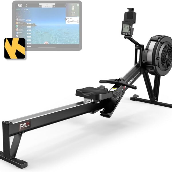 PASYOU Air Rowing Machine for Home,10-Level Resistance 350lb Load Rower Machine,Foldable Row Machines Commercial with 47in Rail and Bluetooth Backlit Monitor, Adjustable Tablet Holder PR70