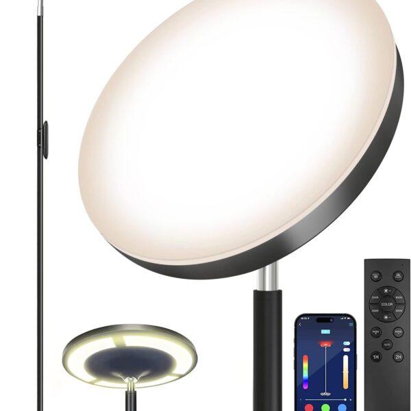 Keepsmile Double Side Lighting Led Floor Lamp with Remote Smart App 36W/2600LM Bright Tall Standing RGB Floor Lamp Angle Multicolor Dimmable Modern Floor Lamps for Livingroom Bedroom Office