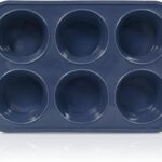 Jumbo Silicone Muffin Pan with Metal Frame, Non Stick Silicone Cupcake Pan with Handles 6 Cup, BPA Free Silicon Muffin Tin Tray Extra Large for baking, egg bites, Cupcake Mold Grey