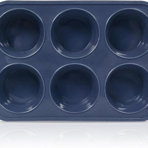Jumbo Silicone Muffin Pan with Metal Frame, Non Stick Silicone Cupcake Pan with Handles 6 Cup, BPA Free Silicon Muffin Tin Tray Extra Large for baking, egg bites, Cupcake Mold Grey