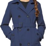 TRATENBY Women's Trench Coat Long Double Breasted Peacoat for Outerwear Trench Knee Length