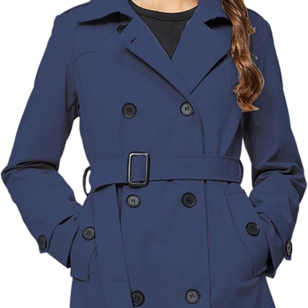 TRATENBY Women's Trench Coat Long Double Breasted Peacoat for Outerwear Trench Knee Length