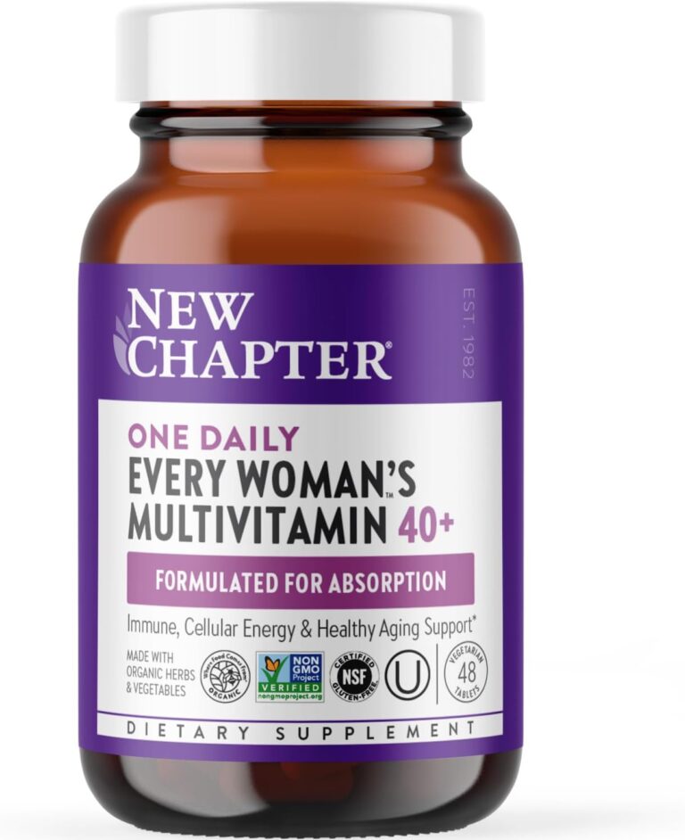 New Chapter Womens Multivitamin 40+, extra B6 & B12, Biotin for Hair Growth, D3, Vit C, Zinc for Immune & Stress Support, Gentle on an Empty Stomach, One Daily, Non-GMO, Gluten-Free, 48 Tablets