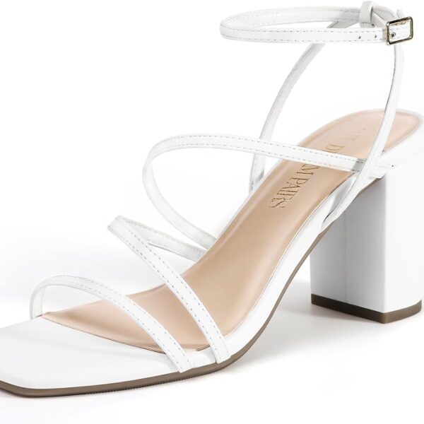 DREAM PAIRS Women's Heels Chunky Block Strappy Square Open Toe Ankle Buckle Heeled Sandals Wedding Party Dress Shoes Indie
