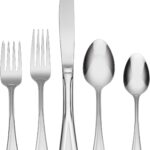 Oneida Silverware Set For 8, Satin Sand Dune 45-Piece Everyday Flatware Set with Serving Utensils, Service For 8, 18/0 Stainless Steel Silverware, Knives Spoons and Forks (Silver, 45 Piece)