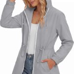 Zando Packable Rain Jacket Women Waterproof - Raincoat for Women Lightweight Hooded Outdoor Windbreaker for Travel Hiking