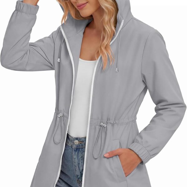 Zando Packable Rain Jacket Women Waterproof - Raincoat for Women Lightweight Hooded Outdoor Windbreaker for Travel Hiking