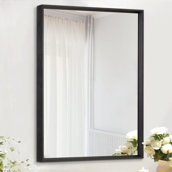 AAZZKANG Mirrors for Wall Rectangular Metal Framed Mirror Modern Decorative for Entryway Bedroom Living Room Bathroom Vertically or Horizontally Hanging Black Small