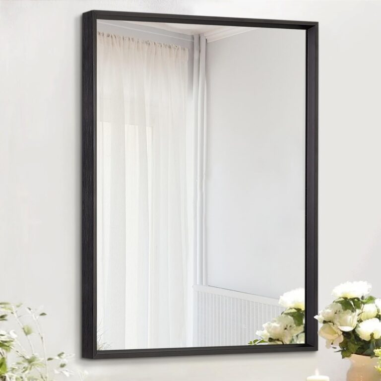 AAZZKANG Mirrors for Wall Rectangular Metal Framed Mirror Modern Decorative for Entryway Bedroom Living Room Bathroom Vertically or Horizontally Hanging Black Small