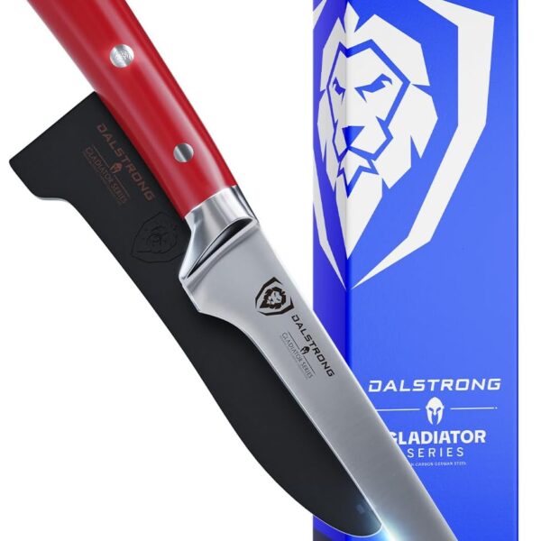 Dalstrong Boning Knife - 6 inch - Gladiator Series - High Carbon German Steel - Crimson Red ABS Handle - Meat Carving, Trimming, Deboning - w/Sheath - NSF Certified