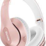 Wireless Bluetooth Headphones Over Ear 65H Playtime HiFi Stereo Headset with Microphone and 6EQ Modes Foldable Bluetooth V6.0 Headphones for Travel Smartphone Computer Laptop Rose Gold
