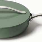 Caraway Nonstick Ceramic Saut Pan with Lid (4.5 qt, 12") - Non Toxic, PTFE & PFOA Free - Oven Safe & Compatible with All Stovetops (Gas, Electric & Induction) - Sage