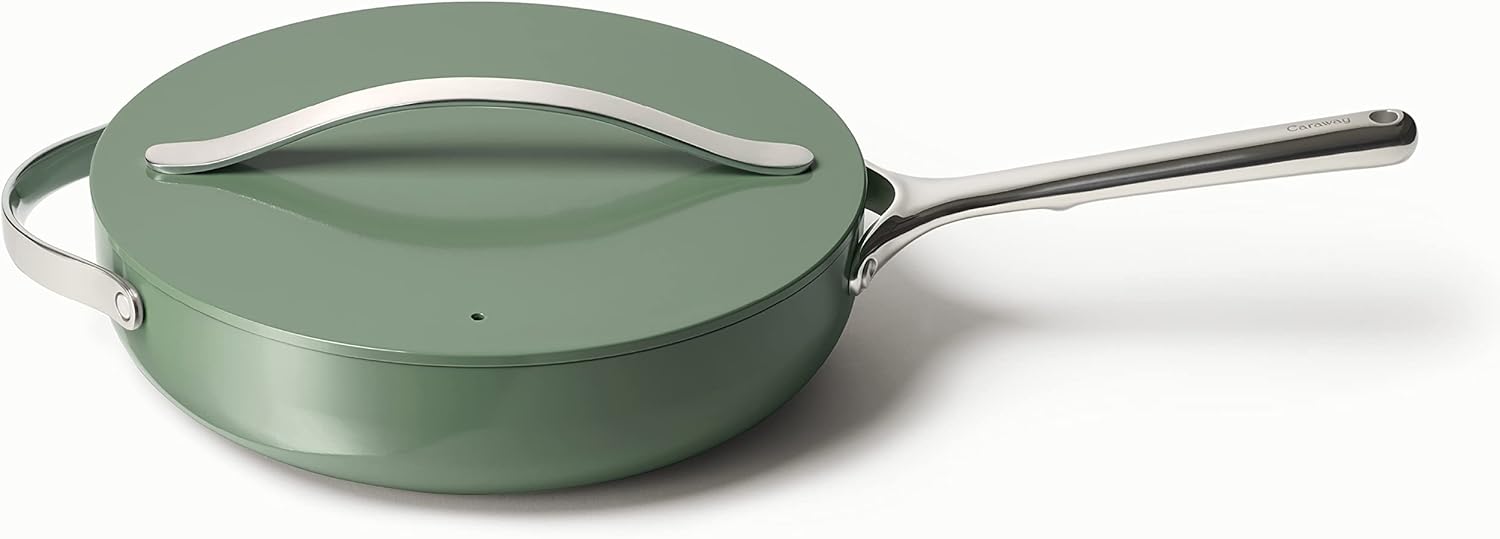 Caraway Nonstick Ceramic Saut Pan with Lid (4.5 qt, 12") - Non Toxic, PTFE & PFOA Free - Oven Safe & Compatible with All Stovetops (Gas, Electric & Induction) - Sage Caraway Nonstick Ceramic Saut Pan with Lid (4.5 qt, 12") - Non Toxic, PTFE & PFOA Free - Oven Safe & Compatible with All Stovetops (Gas, Electric & Induction) - Sage