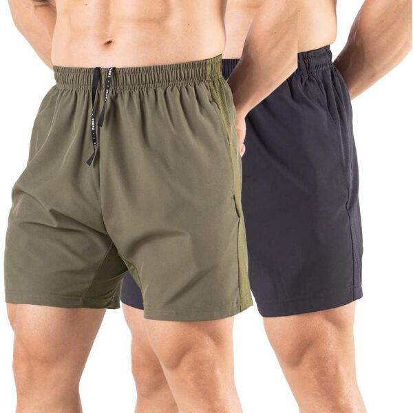 Gaglg Men's 5" Running Shorts 2 Pack Quick Dry Athletic Workout Gym Shorts with Zipper Pockets