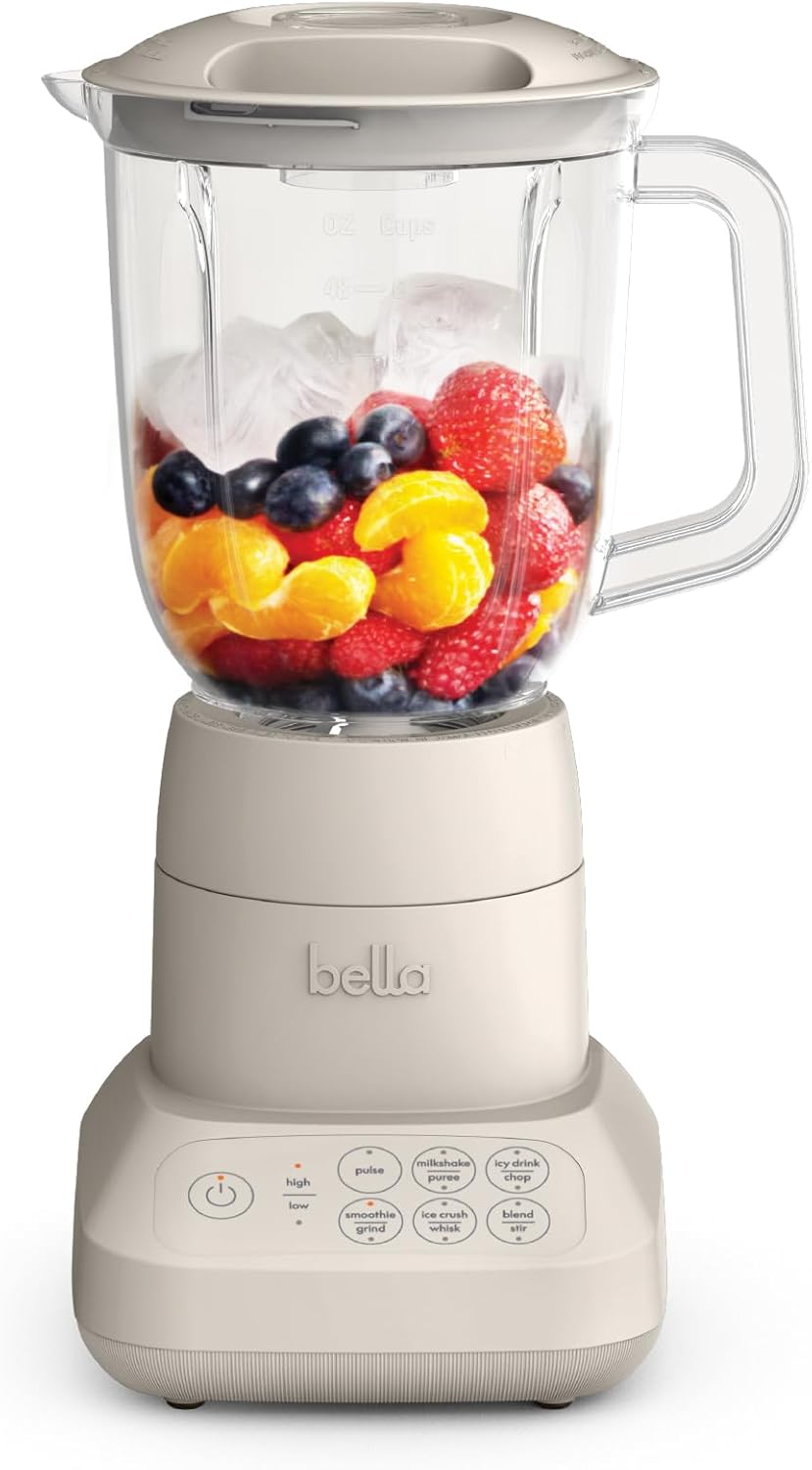 bella 10 Speed Countertop Blender, Juicer & Smoothie Maker, Fits-anywhere Kitchenware, Slim Flip & Store Design, Dishwasher Safe 48oz Capacity Pitcher & Lid, Stainless Steel Blade, 450 Watt, Oatmilk bella 10 Speed Countertop Blender, Juicer & Smoothie Maker, Fits-anywhere Kitchenware, Slim Flip & Store Design, Dishwasher Safe 48oz Capacity Pitcher & Lid, Stainless Steel Blade, 450 Watt, Oatmilk