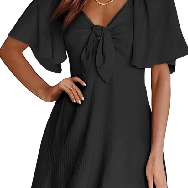 Dokotoo Womens Dresses 2026 Spring Summer Deep V Neck Elegant Cocktail Bow tie Mini Dress S-XL