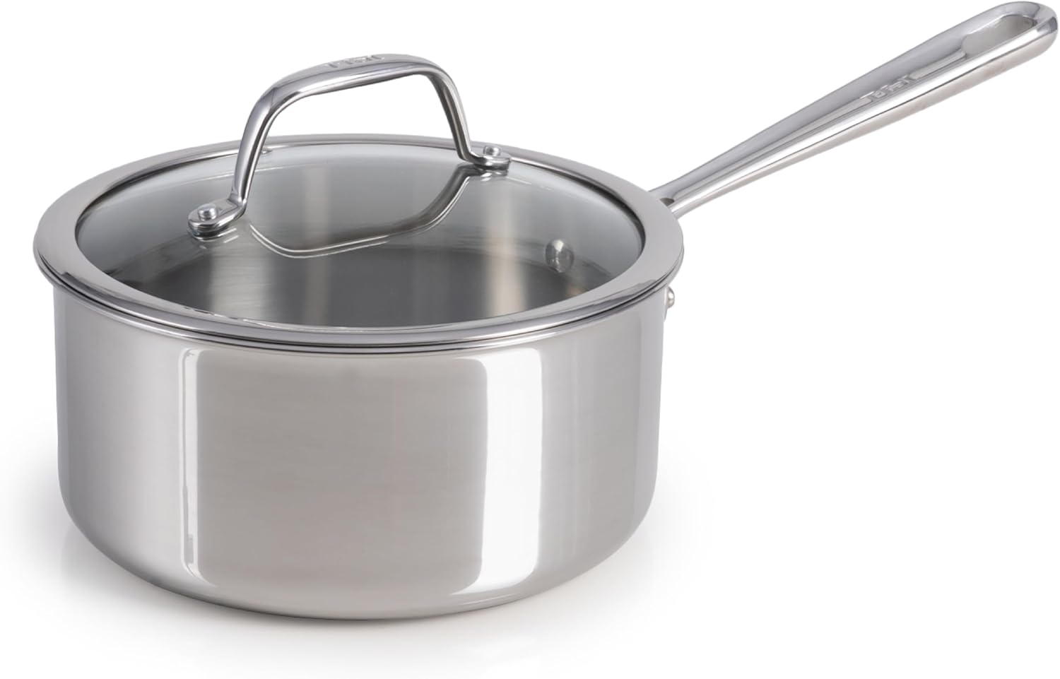 T-Fal Pro Tri-Ply Stainless Steel Sauce Pan with Lid, 2 Quart Saucepan with Lid, Induction Pot, Oven Safe 500F, Lid-350F, Fast & Even Heat, Professional Quality & Durability, Silver T-Fal Pro Tri-Ply Stainless Steel Sauce Pan with Lid, 2 Quart Saucepan with Lid, Induction Pot, Oven Safe 500F, Lid-350F, Fast & Even Heat, Professional Quality & Durability, Silver