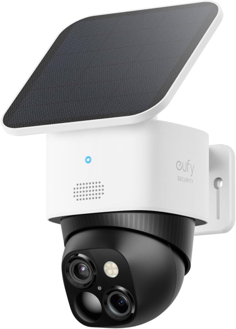 eufy Security 3K Dual Camera, SoloCam S340, Solar Security Cameras Wireless Outdoor, Cameras for Home Security, 360Coverage, Pan & Tilt, No Blind Spots, No Monthly Fee, Built-in 8GB