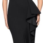 Betsy & Adam Women's Betsy & Adam Women's Floor-Length, Off-the-Shoulder, with Cascading Ruffle Detail and Fitted Silhouette