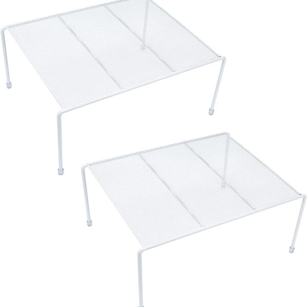 SIBAO Set of 2 Mesh Kitchen Shelves Cabinet Storage Shelf Rack (13.1 x 10.2 Inch) Kitchen Bathroom Pantry Cupboard Desk Home Office, Fridge, Cabinet, Bathroom Cupboard (White)