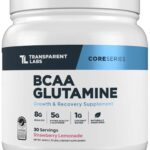 Transparent Labs BCAA Glutamine - 8000 Mg of BCAA Powder with L Glutamine for Post Workout Recovery, Muscle Growth, & Increased Endurance - 30 Servings, Strawberry Lemonade