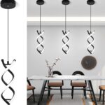 CANEOE Spiral Led Pendant Light Fixture,15W 6000K Modern Integrated LED Hanging Lamp, Adjustable Height Black Kitchen Island Light Fixture for Dining Room Bedroom Kitchen Sink, 1 Pack (Black)