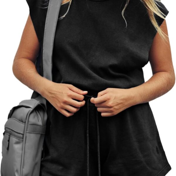 Glamaker Women's Summer Casual Shorts Romper Open Back Sleeveless Workout One Piece Jumpsuits With Pockets