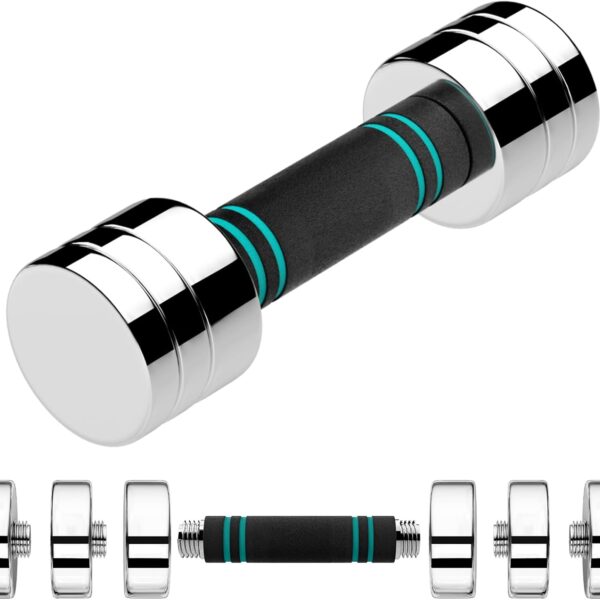 LIFERUN Single Steel Adjustable Dumbbell, 5/10/15lb Free Weight Single Dumbbell, Non-Slip and Comfortable Foam Handle, Adjustable Single Dumbbell for Home Gym Office Exercise