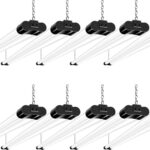 hykolity 10 Pack 4FT Linkable LED Shop Light, Utility Shop Light Fixture, 4400lm, 42W [250W Equivalent], 5000K Daylight Shop Lights for Garage, Hanging or Surface Mount, with Power Cord, ETL, Black