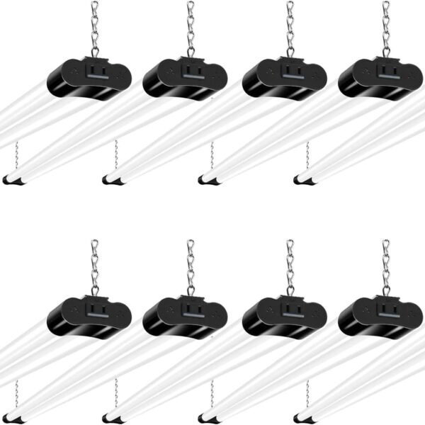 hykolity 10 Pack 4FT Linkable LED Shop Light, Utility Shop Light Fixture, 4400lm, 42W [250W Equivalent], 5000K Daylight Shop Lights for Garage, Hanging or Surface Mount, with Power Cord, ETL, Black