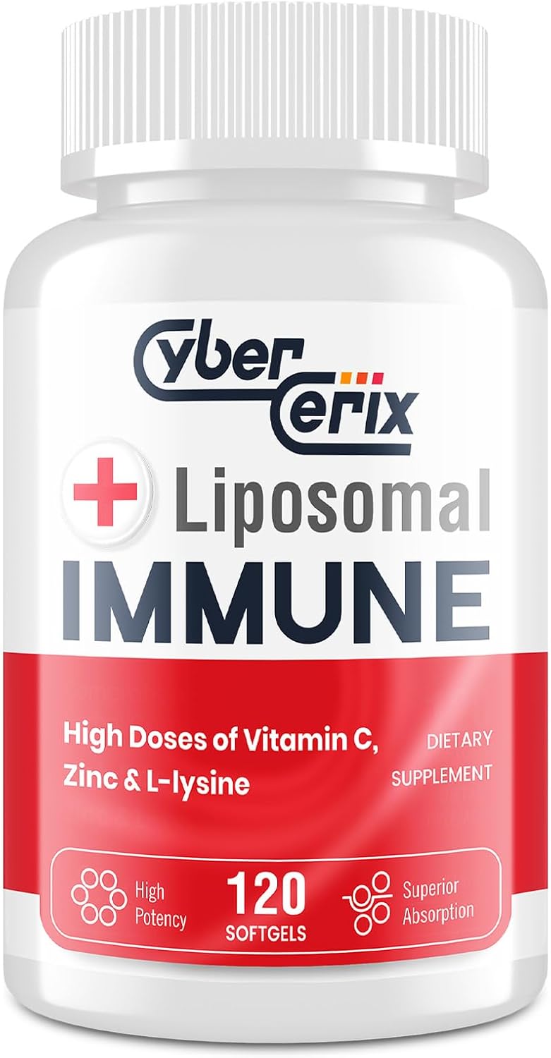 CyberCerix Advanced Liposomal Immune Supplement, Complex with L-Lysine 1,500mg, Vitamins, Minerals & Herbal Extracts, Comprehensive Daily Wellness Blend for Men & Women - 120 Capsules CyberCerix Advanced Liposomal Immune Supplement, Complex with L-Lysine 1,500mg, Vitamins, Minerals & Herbal Extracts, Comprehensive Daily Wellness Blend for Men & Women - 120 Capsules
