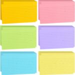 Tecmisse 1200 Pcs Ruled Index Cards, 3x5 Inches Colorful Index Cards Bulk, Heavy Colored Note Cards, Study Cards for School, Learning, Memo Scratch Pad, 6 Colors Notecards (1200)