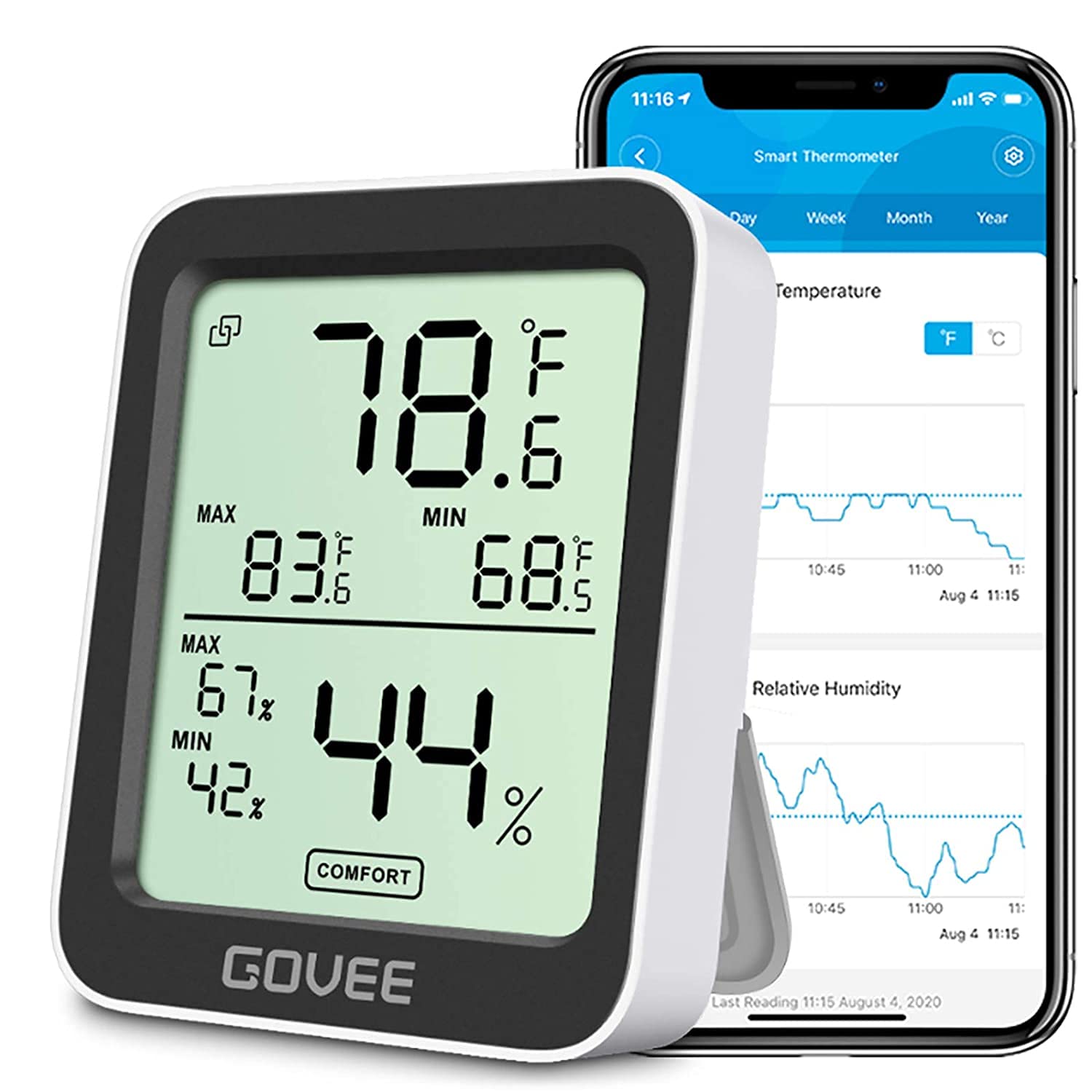 Govee Digital Hygrometer Indoor Thermometer Room H5075, Bluetooth Temperature Humidity Meter with 164ft Remote App Control, Notification Alerts, 2 Years Data Storage Export for Bedroom, Wine Cellar Govee Digital Hygrometer Indoor Thermometer Room H5075, Bluetooth Temperature Humidity Meter with 164ft Remote App Control, Notification Alerts, 2 Years Data Storage Export for Bedroom, Wine Cellar