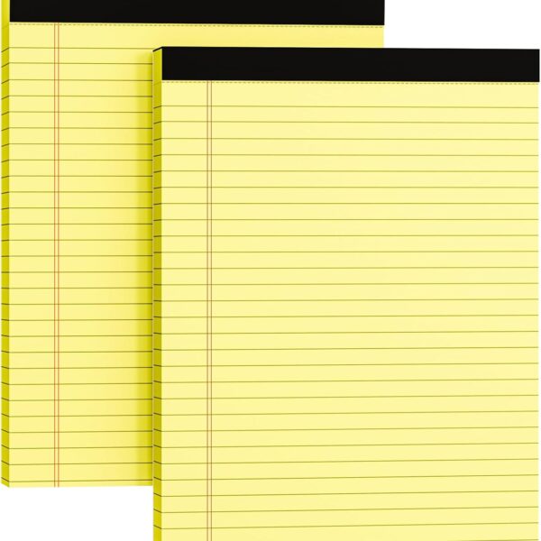 Legal Pads 8.5 x 11, 2 Pack Yellow Note Pads 8.5 x 11 Writing Pads, Wide Ruled Legal Notepads, Lined Pads of Paper Yellow Paper Pads, 30 Sheets Per Notepad for School, Home, Office, Business