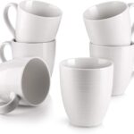 DOWAN Coffee Mugs, 17 Oz Coffee Mug Set of 6, Corrugated Tea Mugs (White)