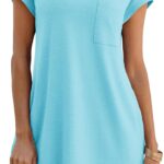 Wenrine Womens Summer T Shirt Dress Casual Short Sleeve Crewneck Loose Flowy Mini Dresses with Pockets