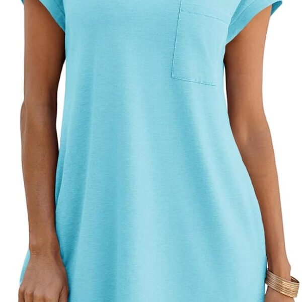 Wenrine Womens Summer T Shirt Dress Casual Short Sleeve Crewneck Loose Flowy Mini Dresses with Pockets