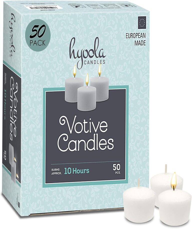 Hyoola Votive Candles - 10 Hour Burn Time - Unscented Candles Votives Bulk - Pack of 50 White Candles - European Made