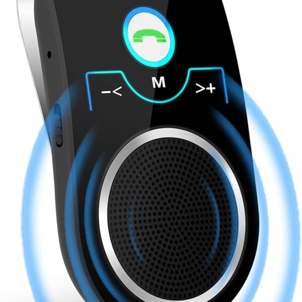 Bluetooth 5.0 Car Speaker, in Car Speakerphone, Bluetooth Receiver for Cell Phone Support Siri Google Voice Assistant, Built in Microphone&3W Speaker for Handsfree Calls, GPS, Music