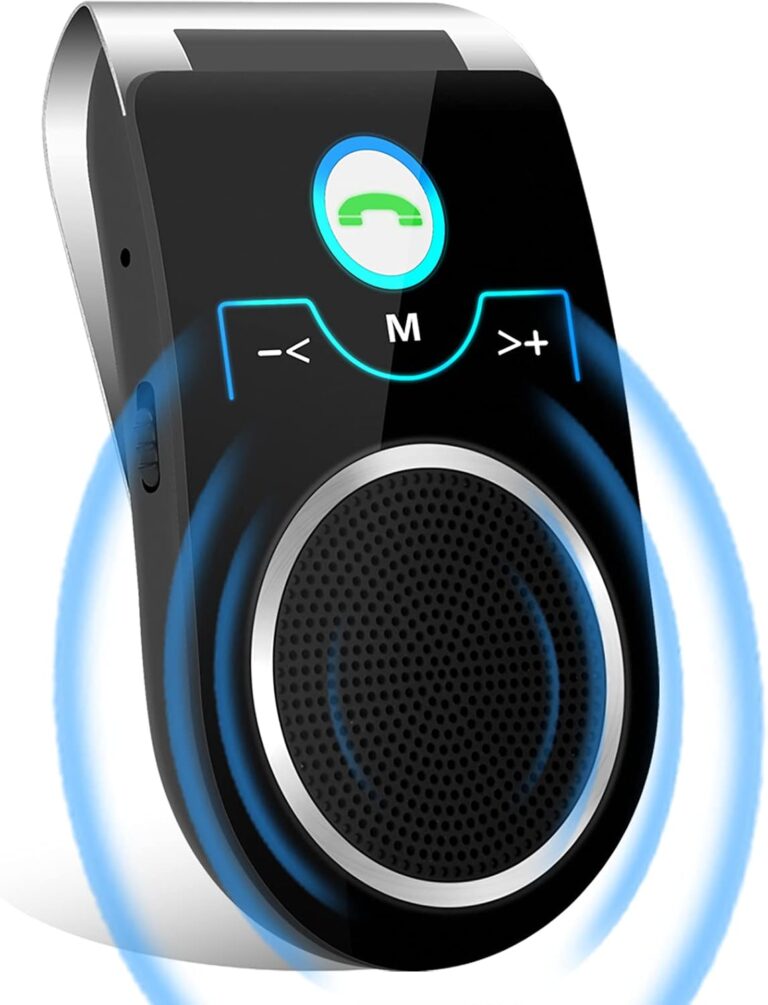 Bluetooth 5.0 Car Speaker, in Car Speakerphone, Bluetooth Receiver for Cell Phone Support Siri Google Voice Assistant, Built in Microphone&3W Speaker for Handsfree Calls, GPS, Music