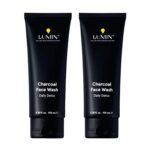 Lumin Charcoal Face Wash for Men, Daily Detox Cleanser, Hydrating Facial Wash w Activated Charcoal, Exfoliates & Unclogs Pores, Oil Control, Refreshing Skincare for Normal & Sensitive Skin, 2 Pack