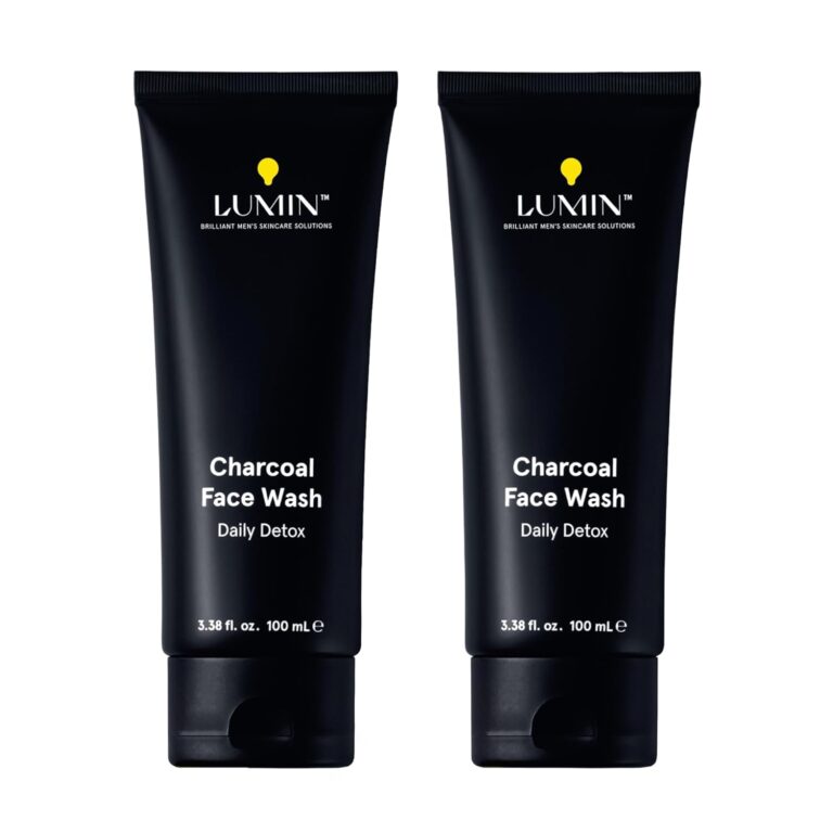 Lumin Charcoal Face Wash for Men, Daily Detox Cleanser, Hydrating Facial Wash w Activated Charcoal, Exfoliates & Unclogs Pores, Oil Control, Refreshing Skincare for Normal & Sensitive Skin, 2 Pack