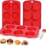 XIAOZHIHUI Silicone Muffin Top Pan 3 Pack,silicone egg molds for Breakfast Sandwiches 3 Inch Round for Baking English muffins,Hamburger,Whoopie Pies,Corn Bread,Egg bites,Tarts