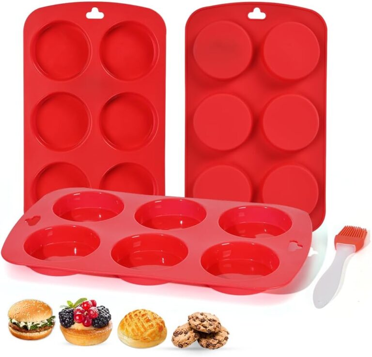 XIAOZHIHUI Silicone Muffin Top Pan 3 Pack,silicone egg molds for Breakfast Sandwiches 3 Inch Round for Baking English muffins,Hamburger,Whoopie Pies,Corn Bread,Egg bites,Tarts