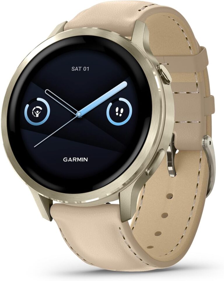 Garmin Venu 4, 41mm, Advanced Health and Fitness GPS Smartwatch, Bright Colorful Display,Built-In Flashlight,10 Days of Battery Life,Lunar Gold/Bone Silicone Band and Light Sand Leather Band -2 bands