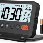 Digital Travel Alarm Clock, Black, 3.54 inch LCD Display, 9-Minute Snooze, 2 Volume Levels, Backlight, Battery Included